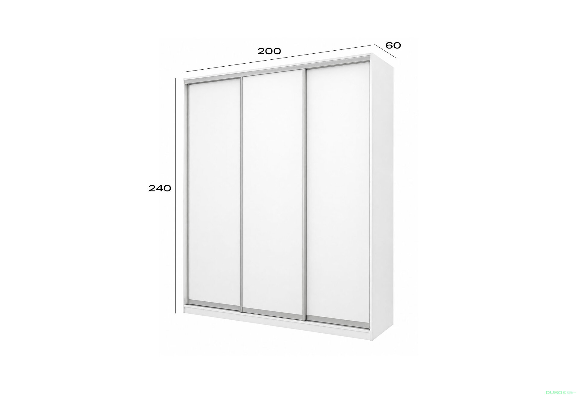 Obrázek 3 - Skříň 3D 2000x2400x600, 3 DTD, bílá AL