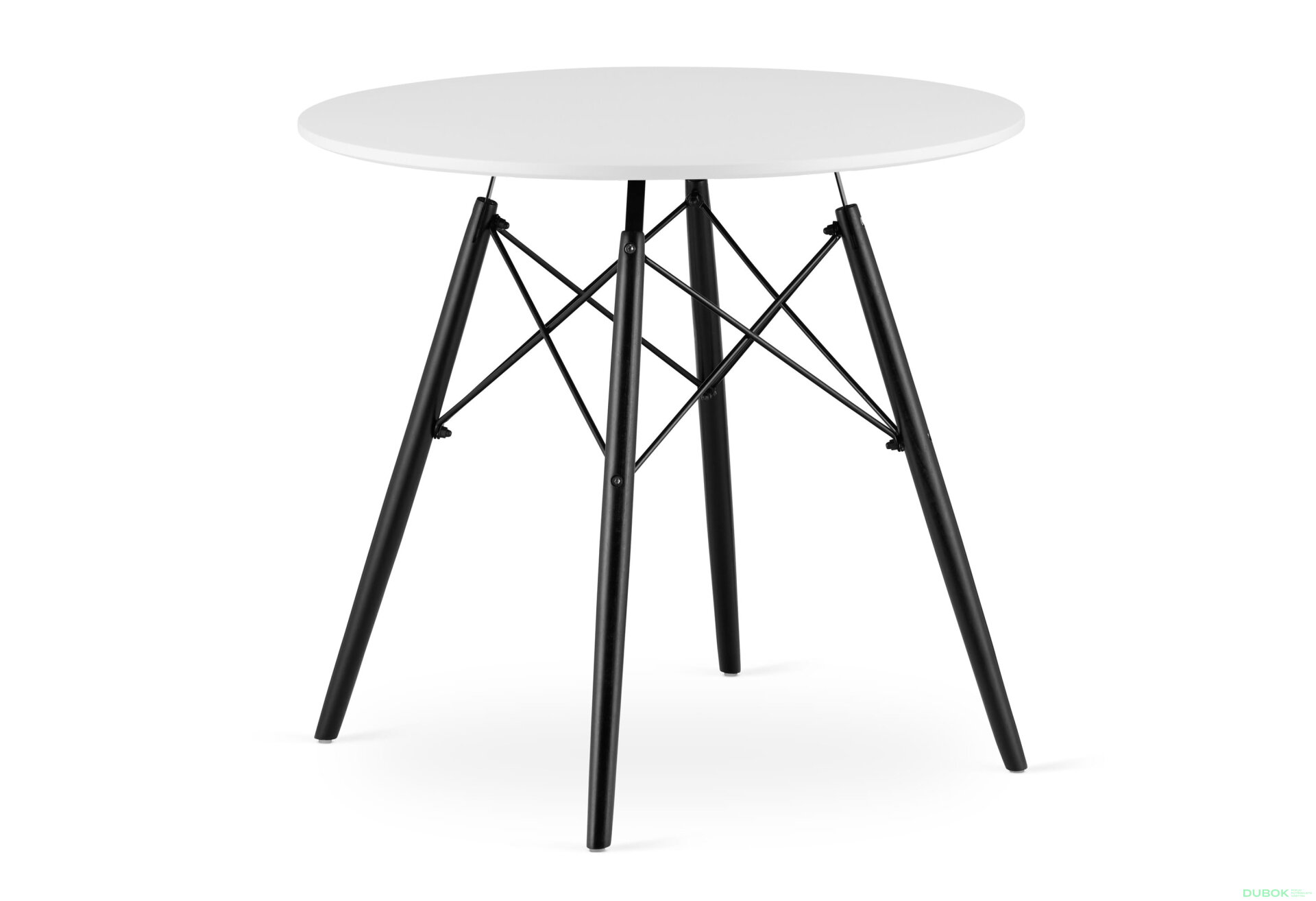 Obrázek 1 - Stůl TODI Kulatý 80cm - bílý / černé nohy