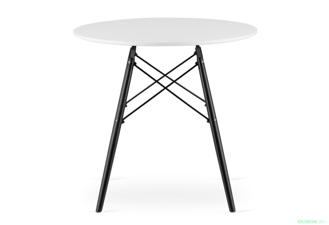 Obrázek 3 - Stůl TODI Kulatý 80cm - bílý / černé nohy