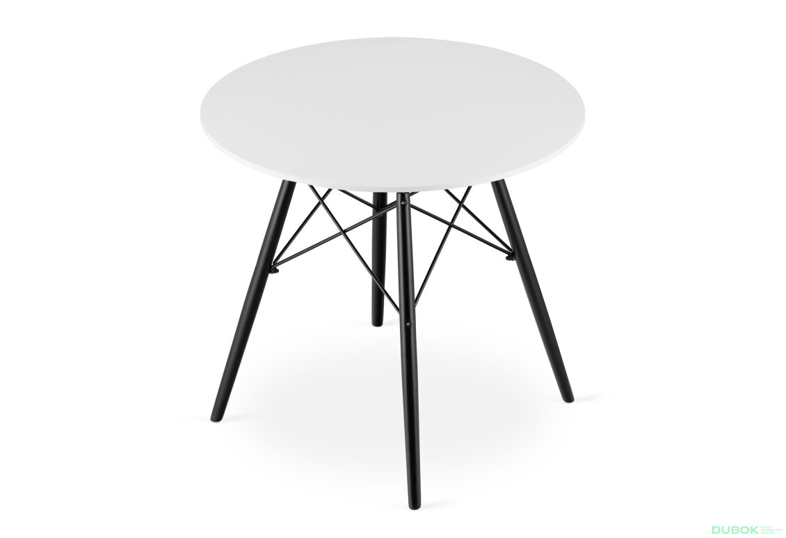 Obrázek 4 - Stůl TODI Kulatý 80cm - bílý / černé nohy