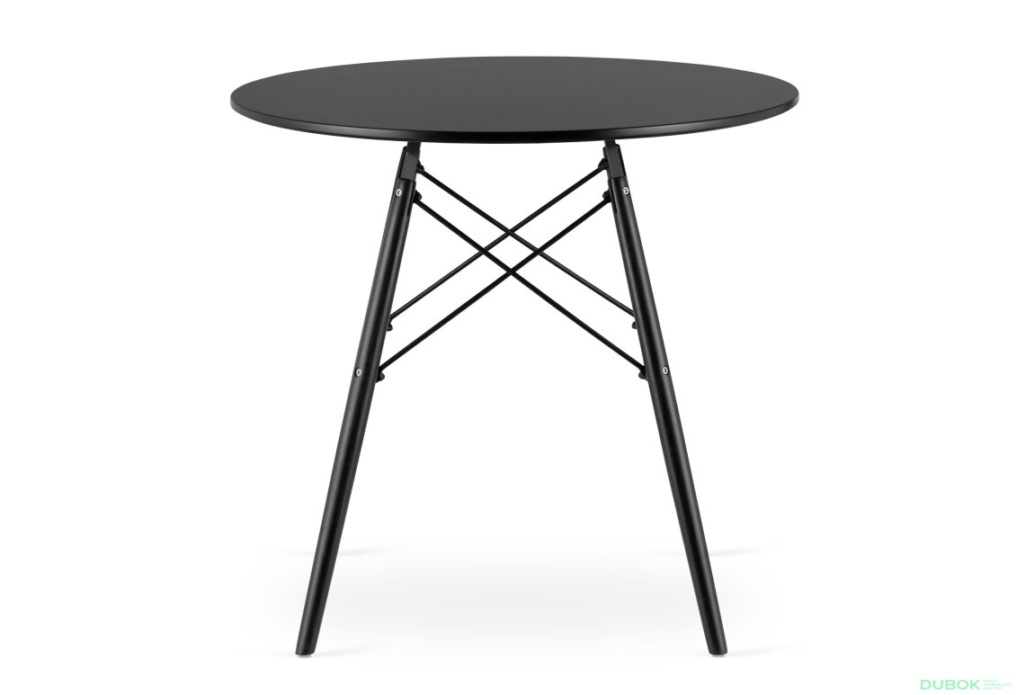 Obrázek 3 - Stůl TODI Kulatý 80cm - černý / černé nohy