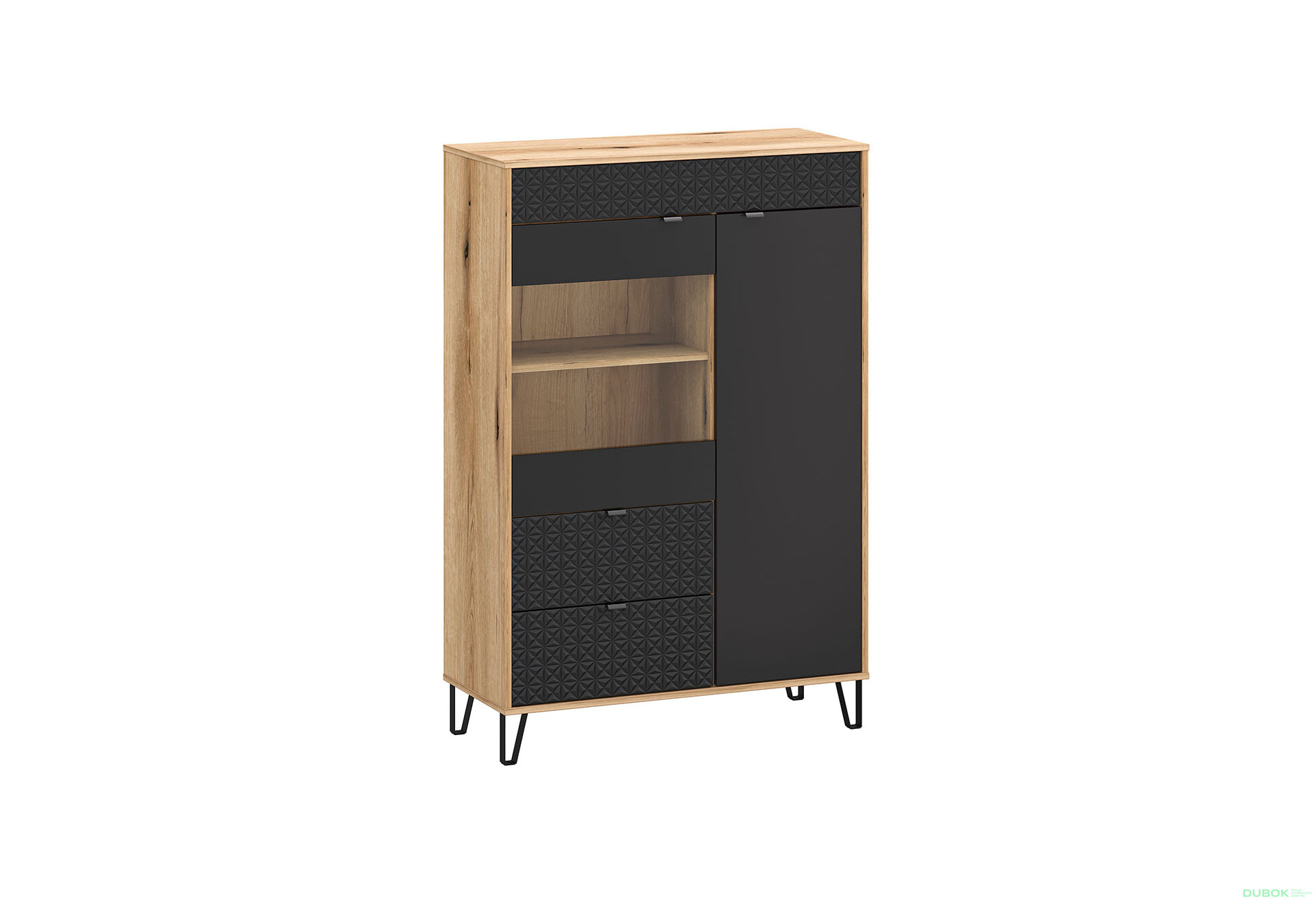 Obrázek 6813 - Obývací sestava 3.0 m dub evok / černý Bellano