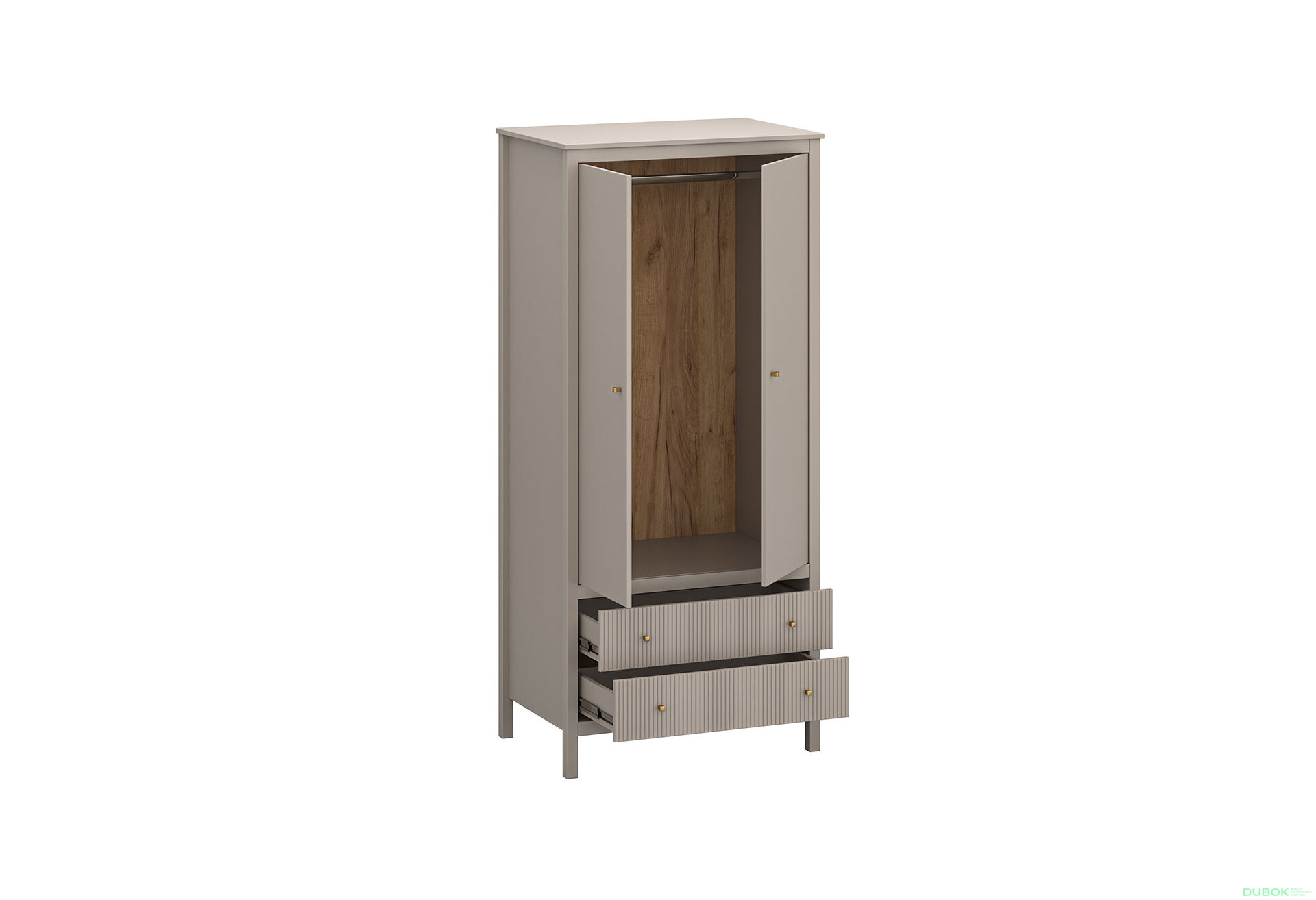 Obrázek 2 - Skříň dvoudveřová se zásuvkami Kleo 91x201x61 cm Taupe
