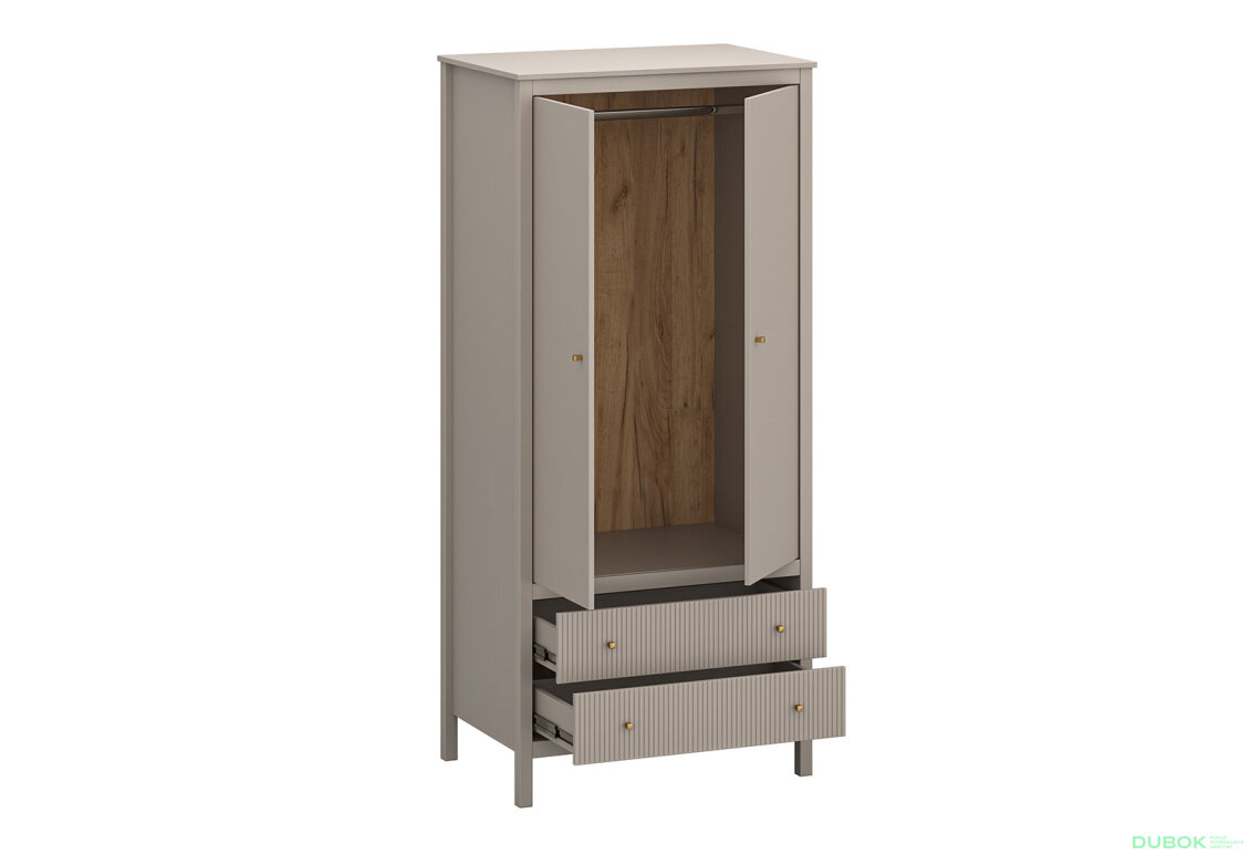 Obrázek 2 - Skříň dvoudveřová se zásuvkami Kleo 91x201x61 cm Taupe