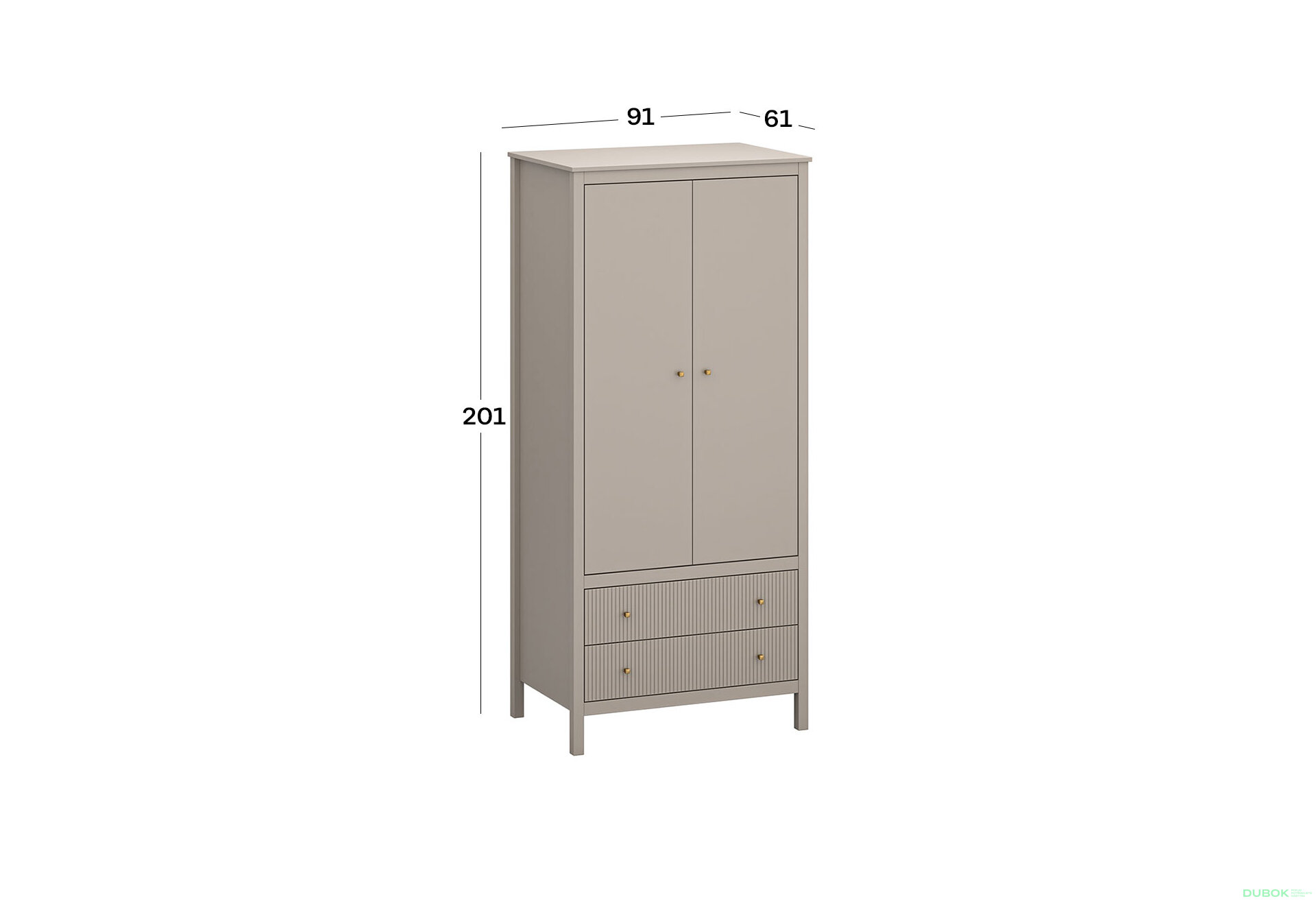 Obrázek 3 - Skříň dvoudveřová se zásuvkami Kleo 91x201x61 cm Taupe