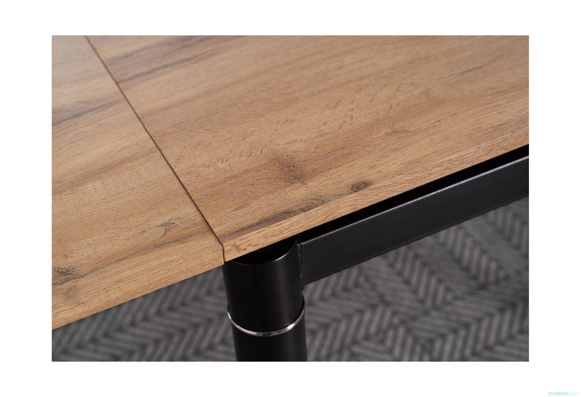 Obrázek 6 - Stůl GD-082 80(131)x80 dub artisan + 4 židle H-733 šedý Gandar 06 / matná černá kov