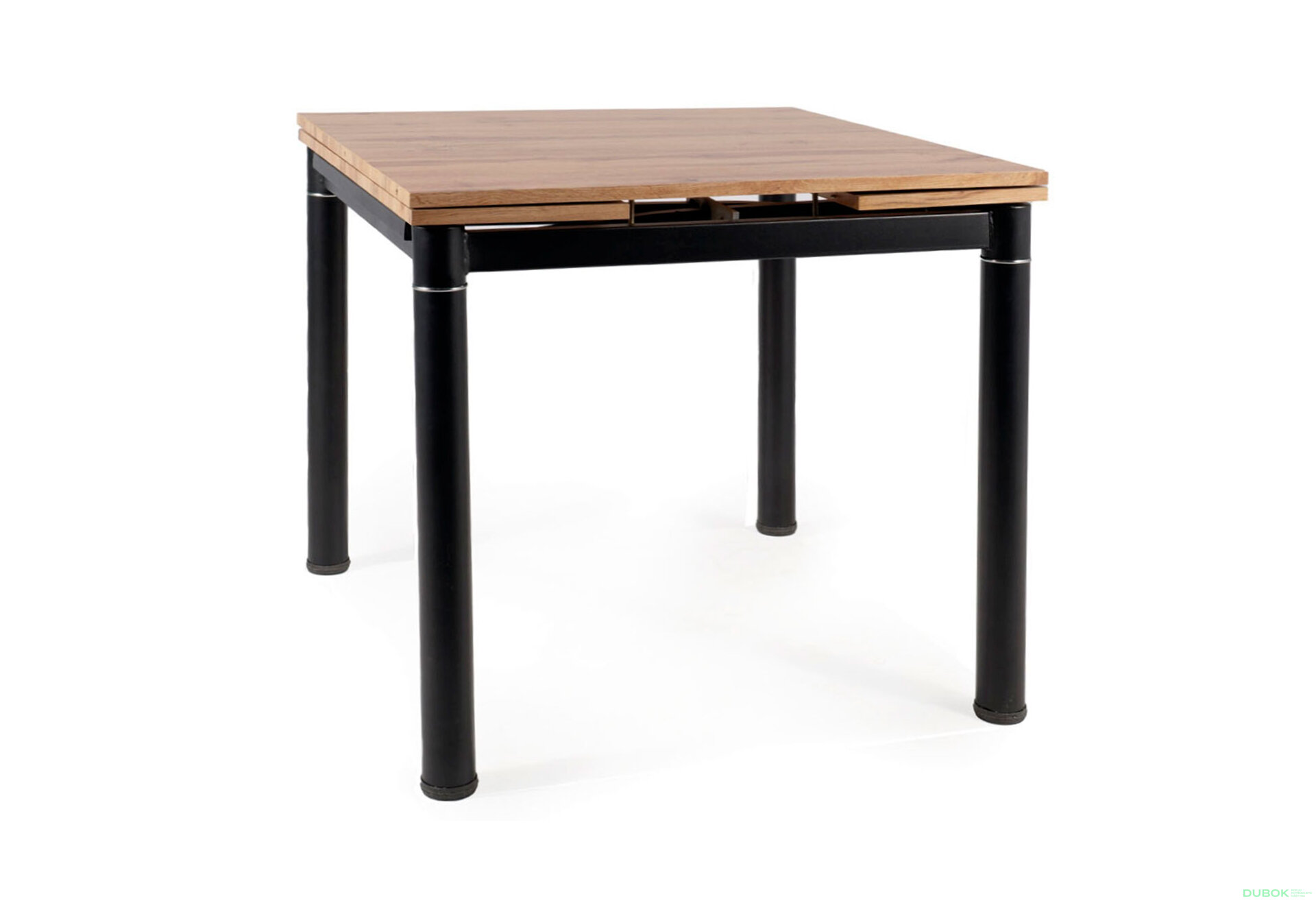 Obrázek 7 - Stůl GD-082 80(131)x80 dub artisan + 4 židle H-733 šedý Gandar 06 / matná černá kov