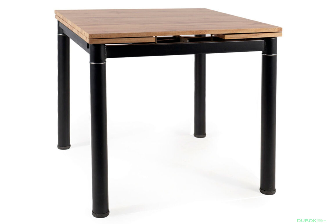 Obrázek 7 - Stůl GD-082 80(131)x80 dub artisan + 4 židle H-733 šedý Gandar 06 / matná černá kov