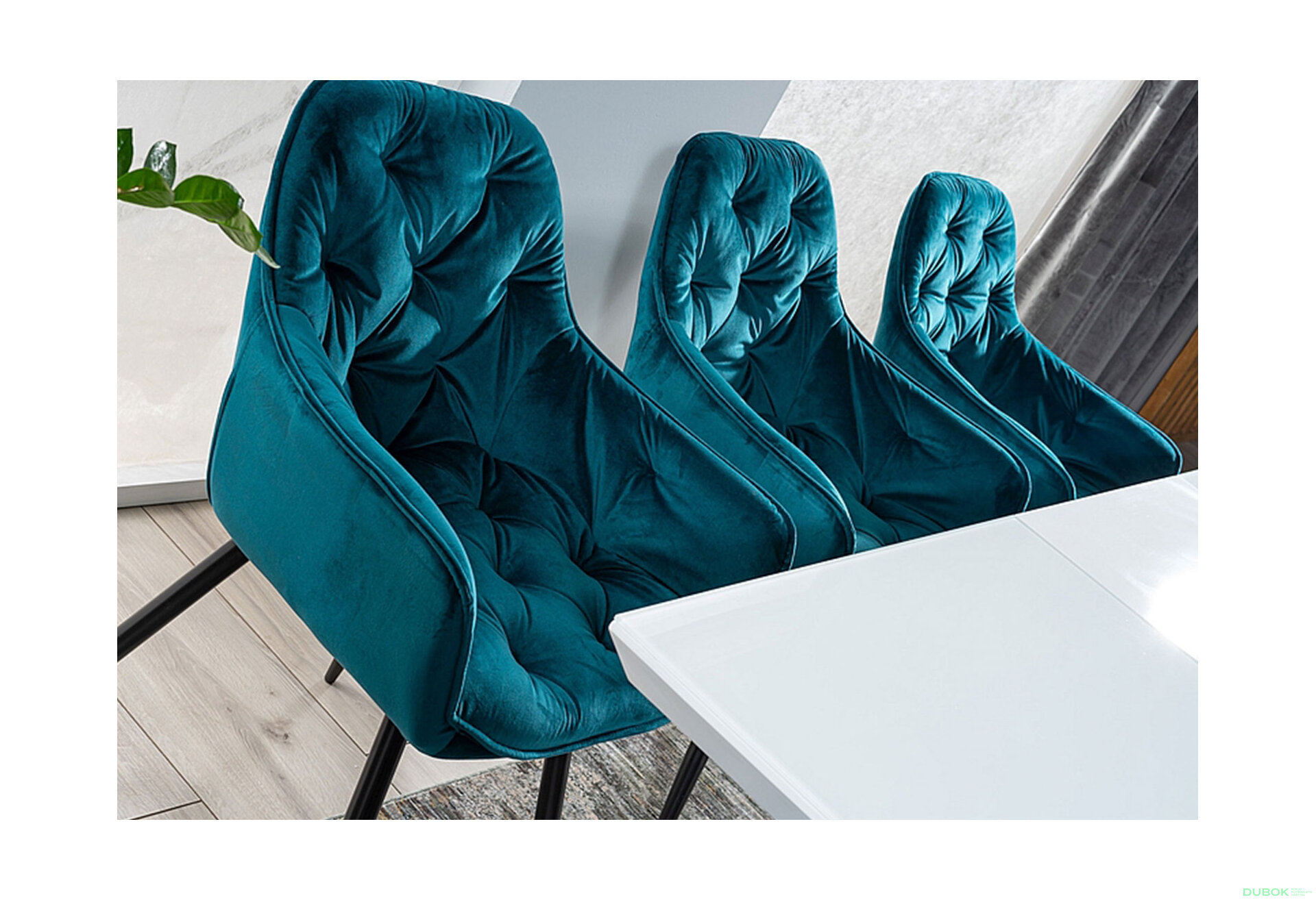 Obrázek 5 - Židle Cherry Velvet tyrkysový Bluvel 85, matná černá kov