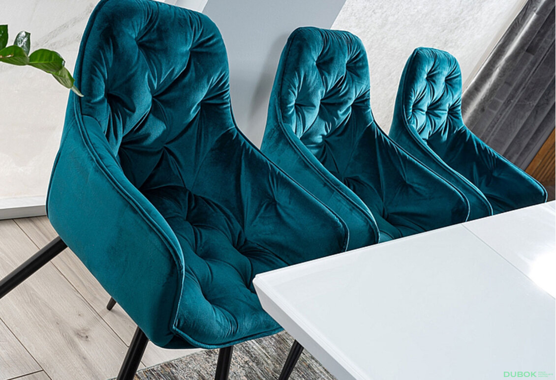Obrázek 5 - Židle Cherry Velvet tyrkysový Bluvel 85, matná černá kov