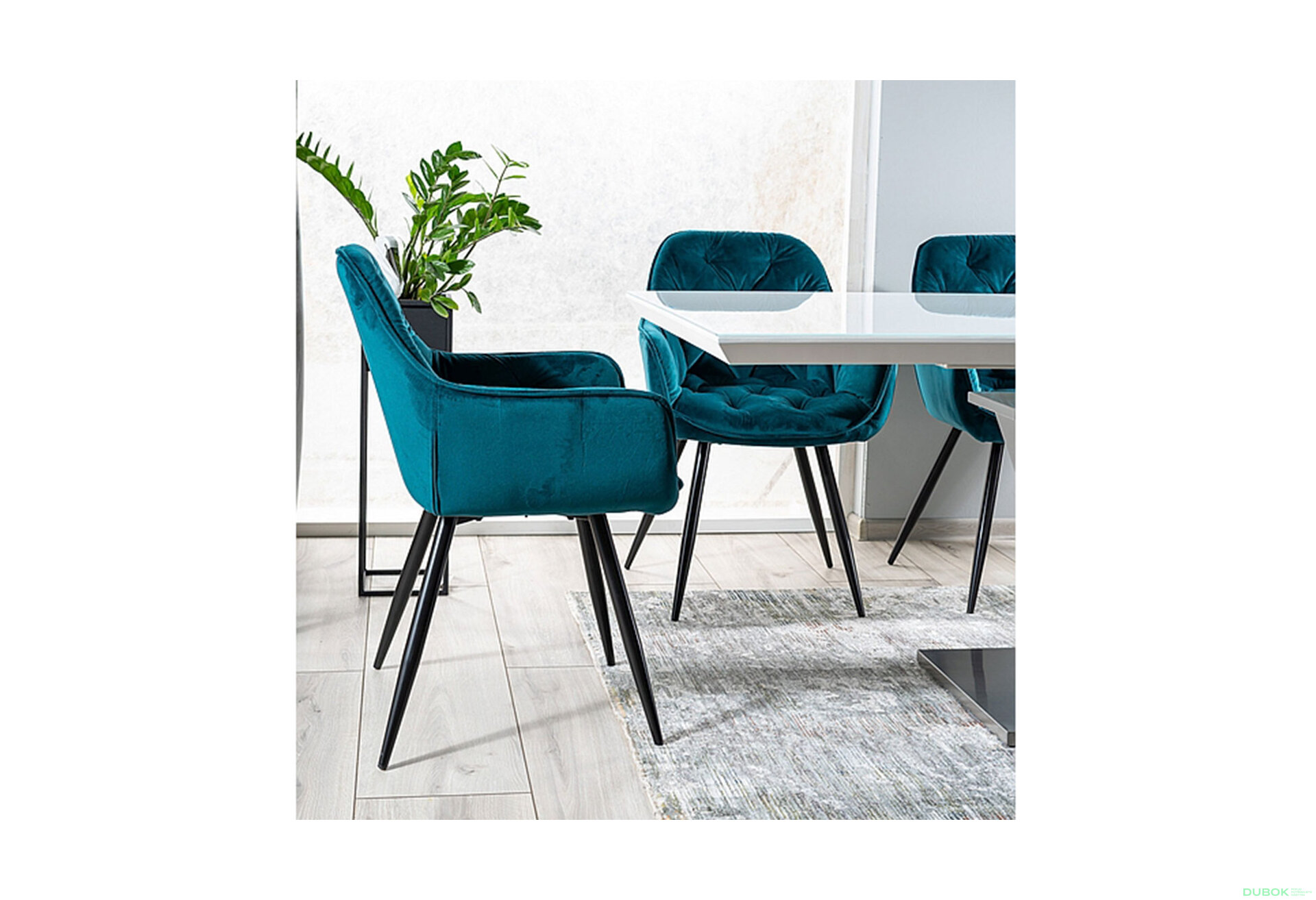Obrázek 4 - Židle Cherry Velvet tyrkysový Bluvel 85, matná černá kov