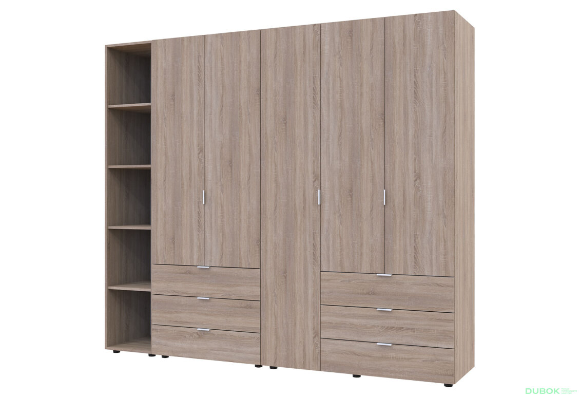 Obrázek 2 - Skříň pětidveřová s regálem Gelar 232 cm Dub sonoma