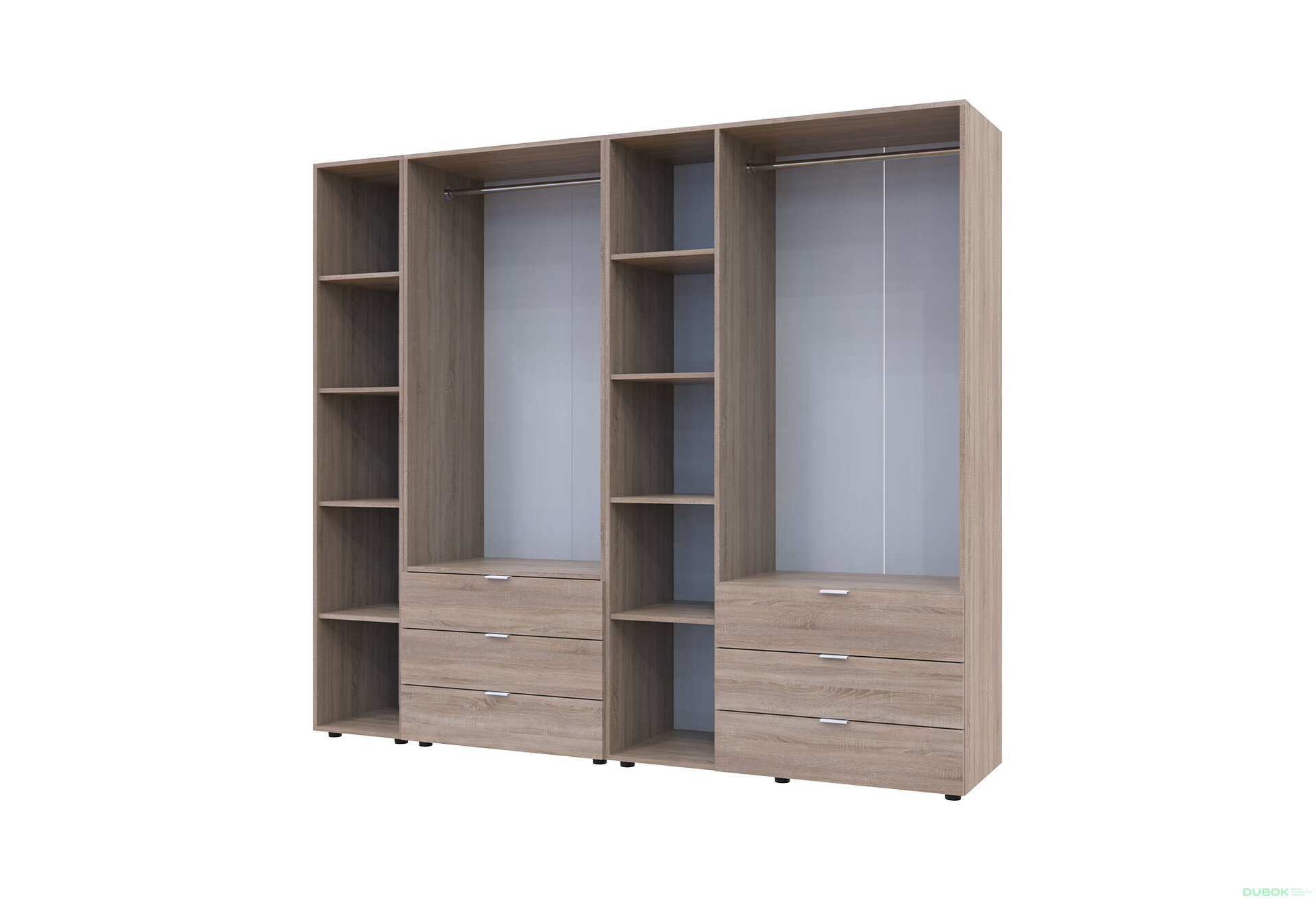 Obrázek 3 - Skříň pětidveřová s regálem Gelar 232 cm Dub sonoma