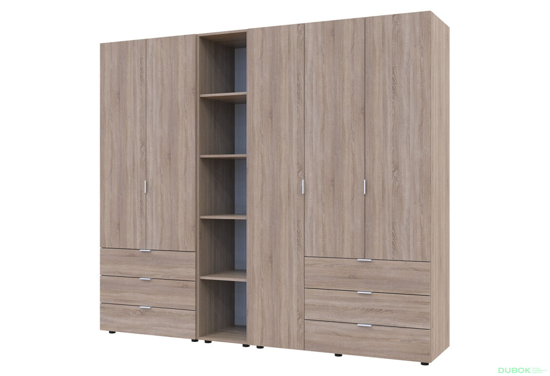 Obrázek 5 - Skříň pětidveřová s regálem Gelar 232 cm Dub sonoma