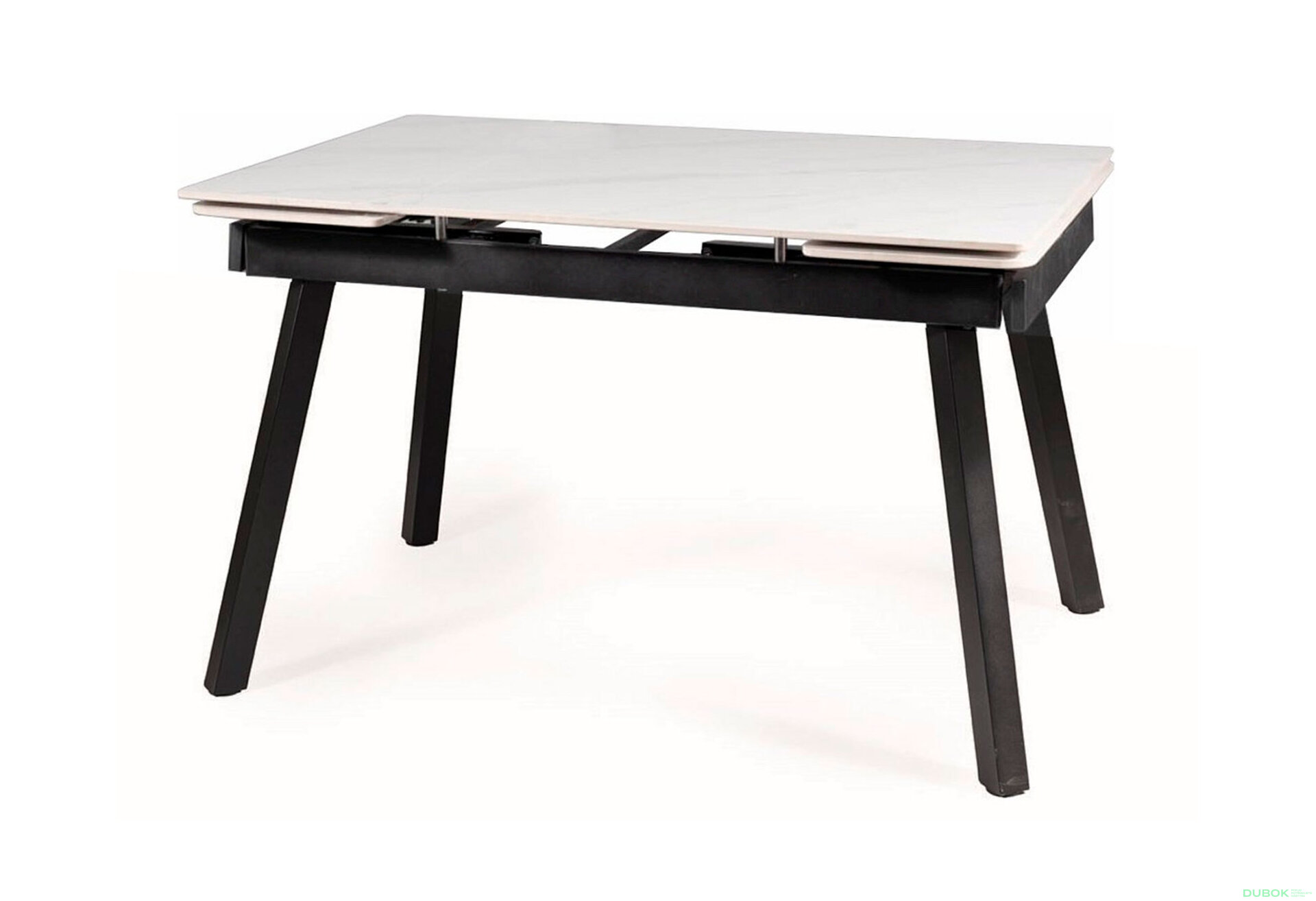 Obrázek 1 - Stůl John 120(180)x85 mramorový efekt, bílý / černý matný