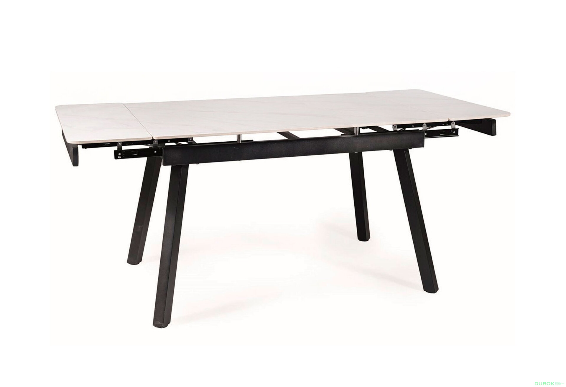 Obrázek 4 - Stůl John 120(180)x85 mramorový efekt, bílý / černý matný