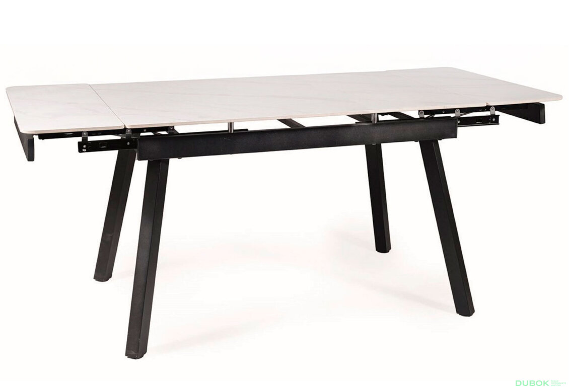 Obrázek 4 - Stůl John 120(180)x85 mramorový efekt, bílý / černý matný