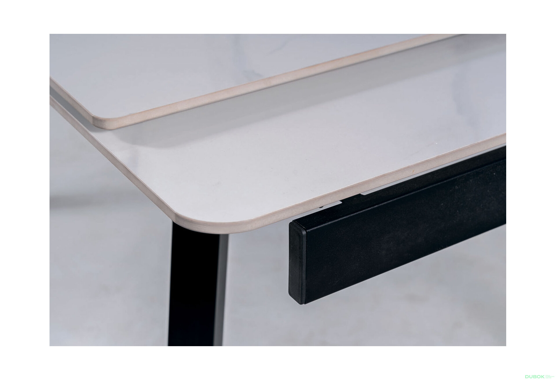 Obrázek 6 - Stůl John 120(180)x85 mramorový efekt, bílý / černý matný