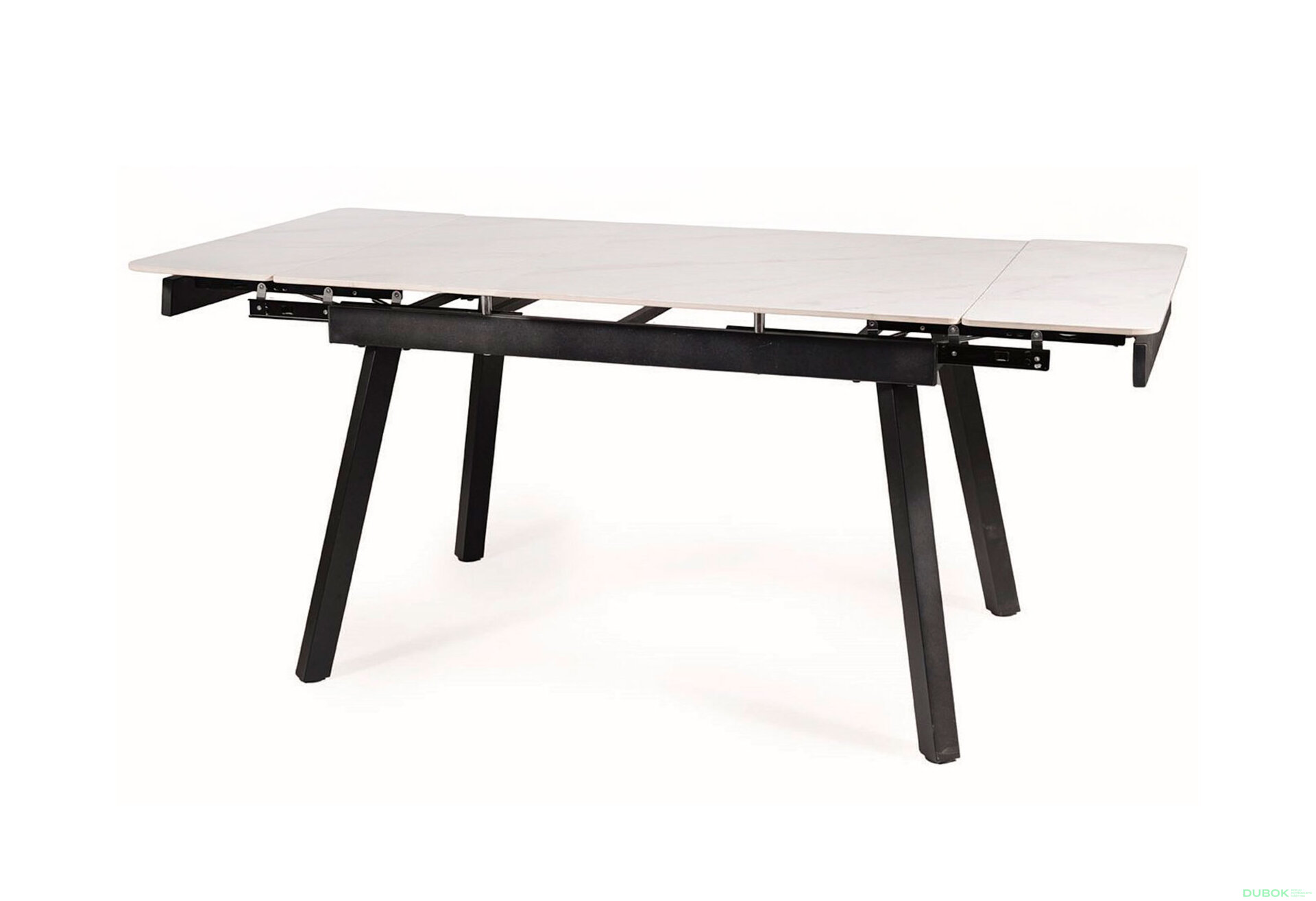 Obrázek 2 - Stůl John 120(180)x85 mramorový efekt, bílý / černý matný