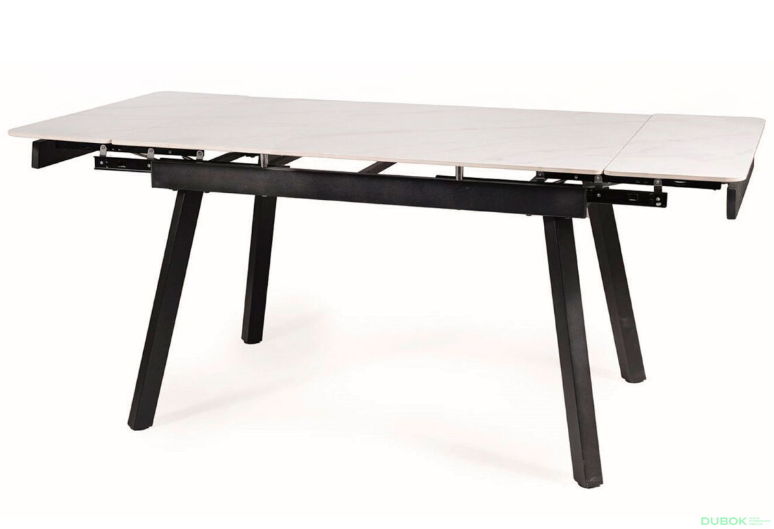 Obrázek 2 - Stůl John 120(180)x85 mramorový efekt, bílý / černý matný