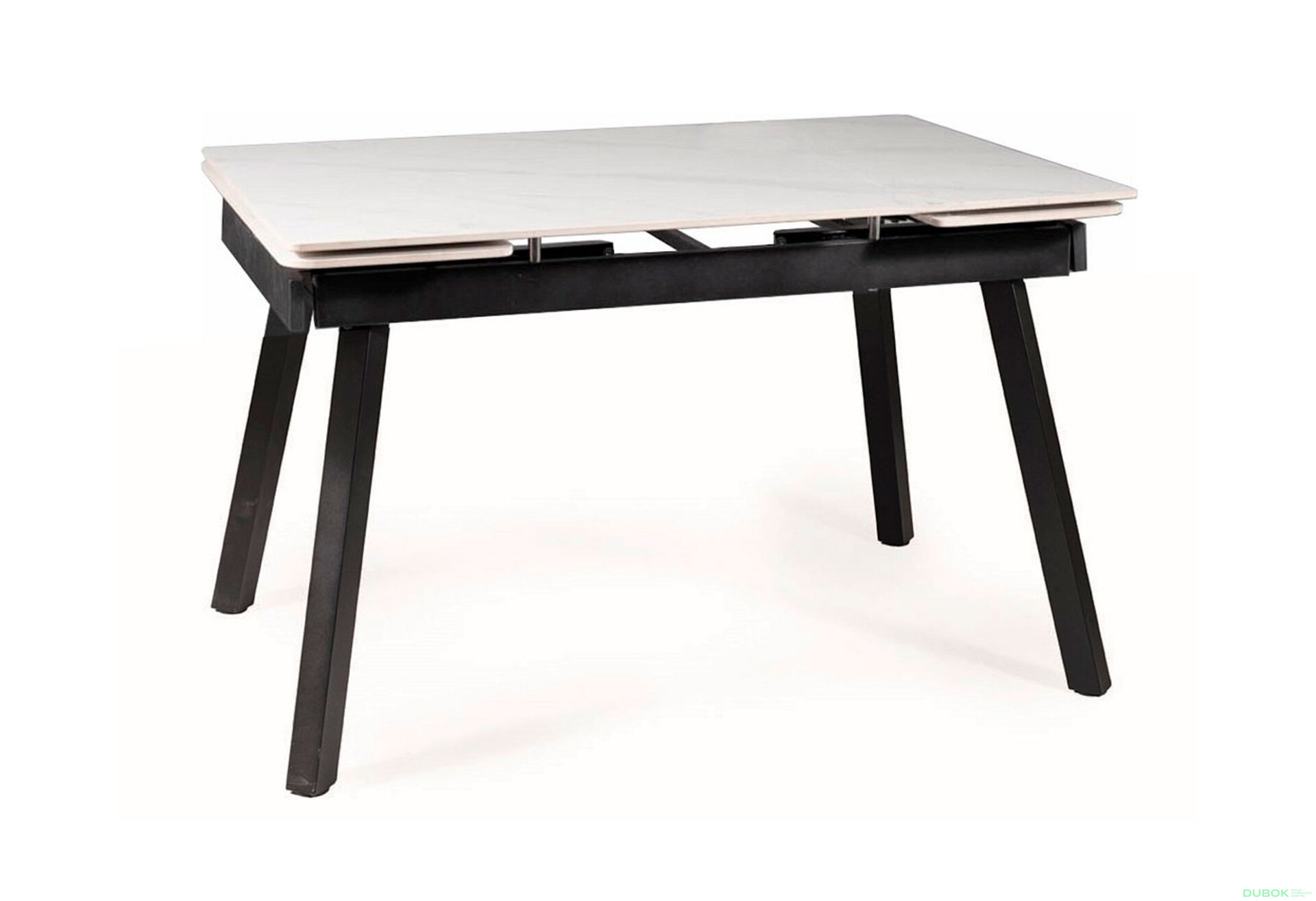 Obrázek 3 - Stůl John 120(180)x85 mramorový efekt, bílý / černý matný