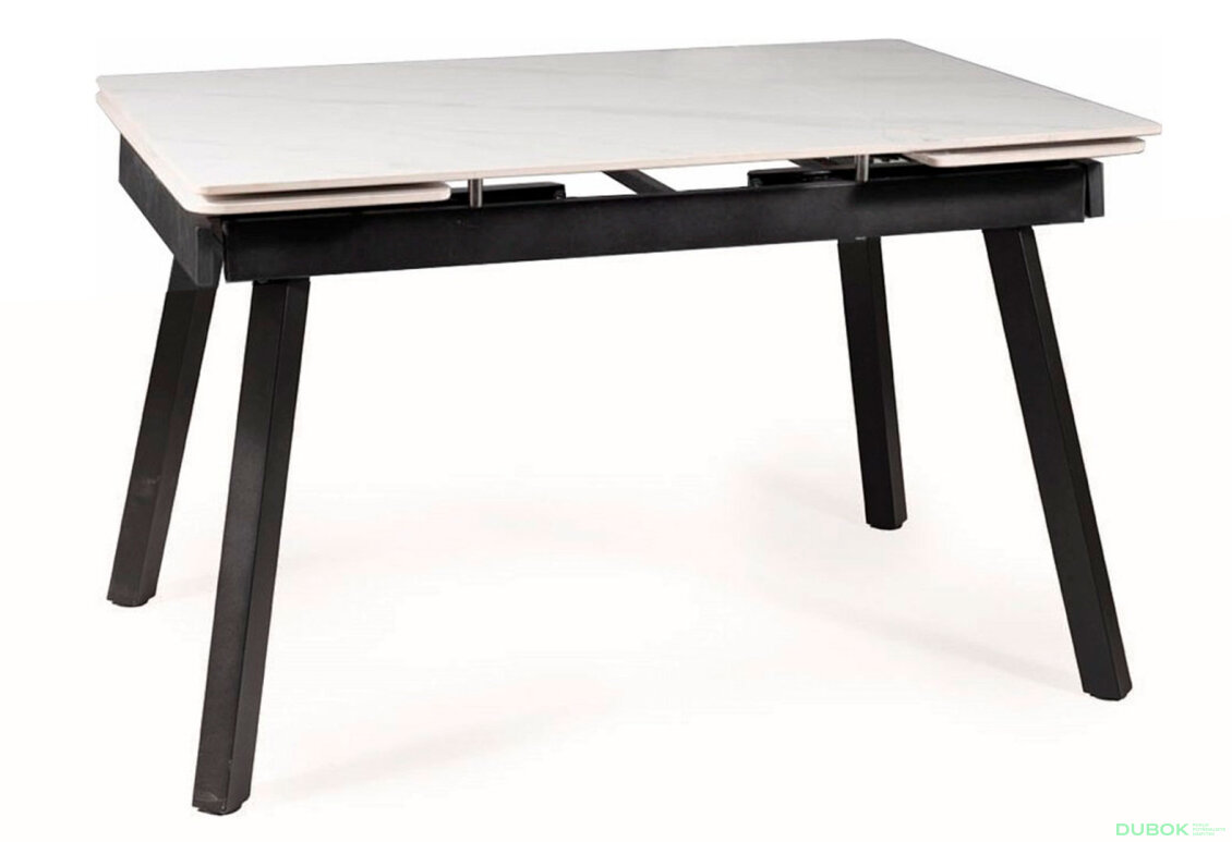 Obrázek 3 - Stůl John 120(180)x85 mramorový efekt, bílý / černý matný