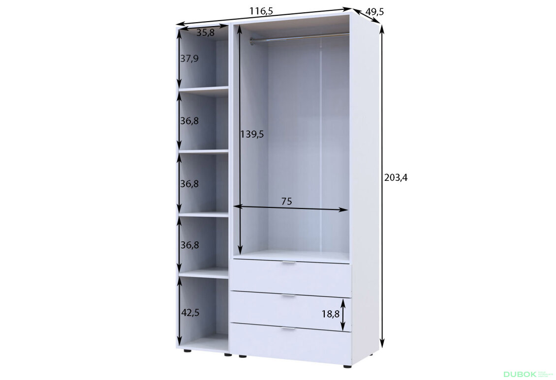 Obrázek 6 - Skříň třídveřová se zrcadlem Gelar 116.5 cm Dub sonoma