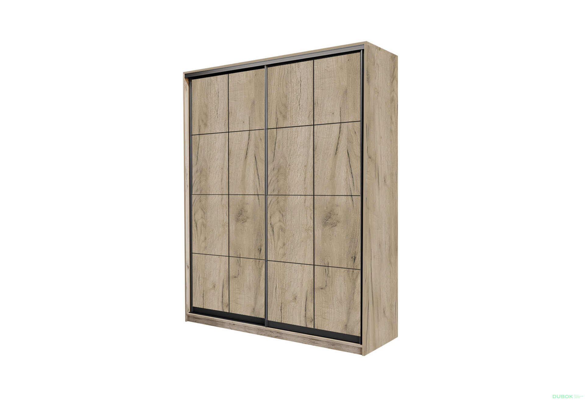 Obrázek 1 - Skříň 2D Loft 1500x2400x600, 2 DTD Lines BL, Dub kraft šedý