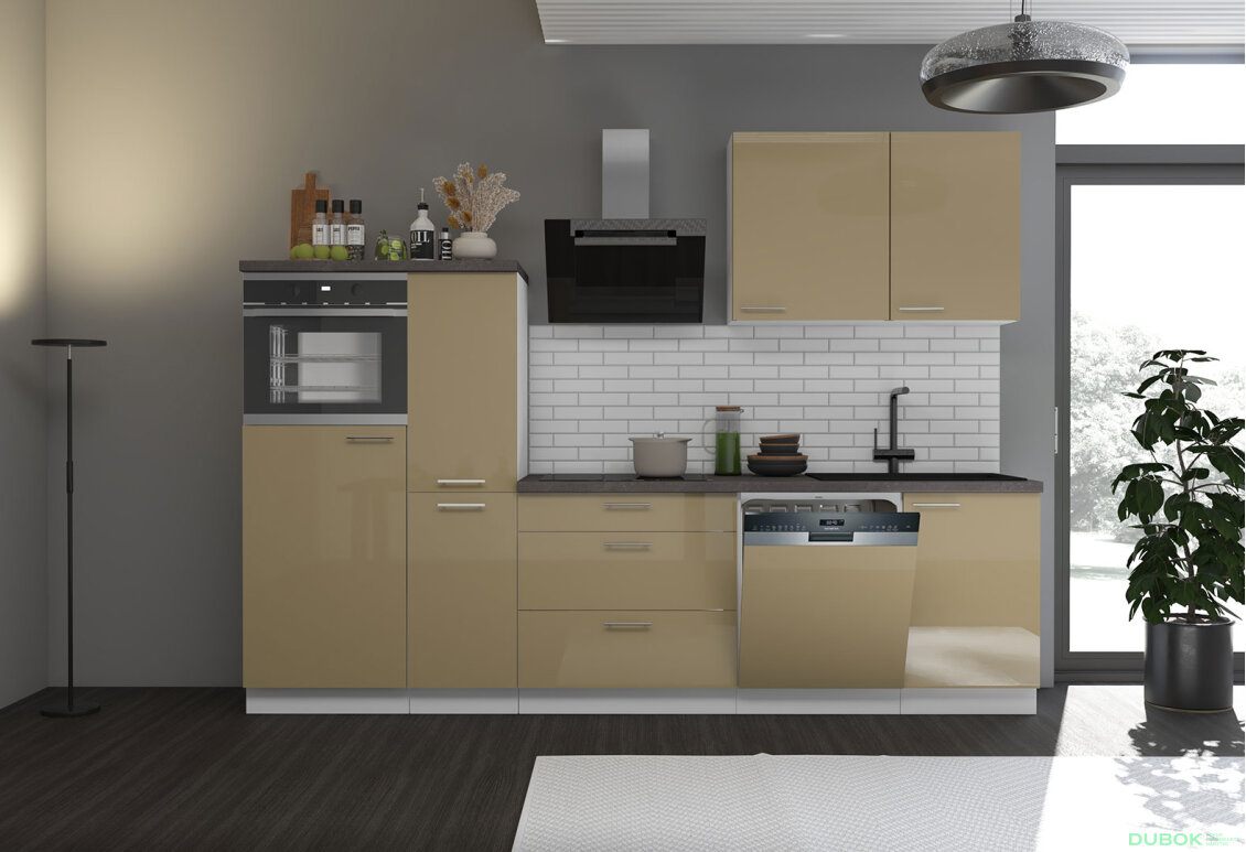 Kuchyňská sestava 2.8 m Lara bílý / cappuccino lesk