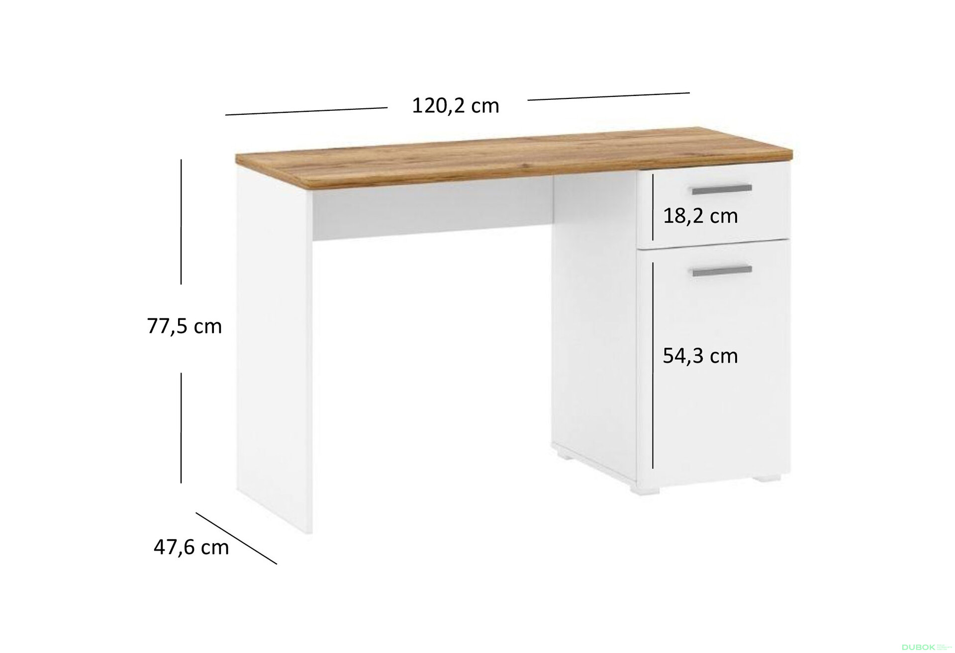 Obrázek 3 - Psací stůl 1d1s/120 dub craft tmavý / bílý Candy