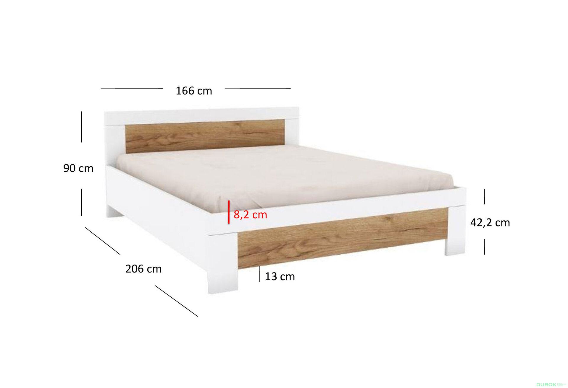 Obrázek 2 - Postel 160x200 dub craft tmavý / bílý Candy