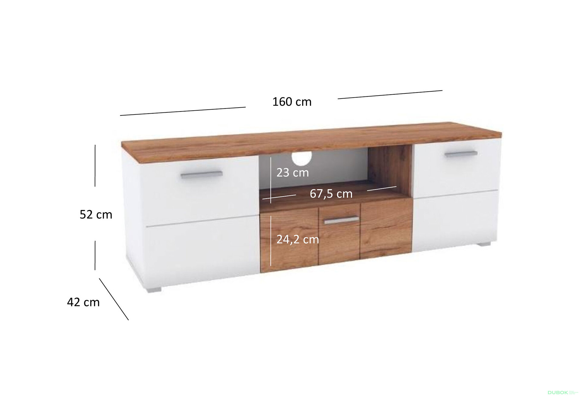 Obrázek 2 - TV stolek 2d1s dub craft tmavý / bílý Candy