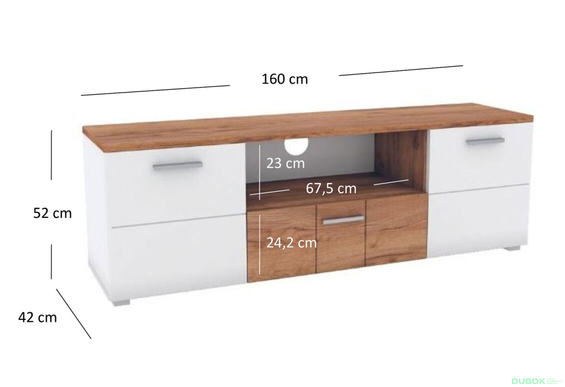 Obrázek 2 - TV stolek 2d1s dub craft tmavý / bílý Candy