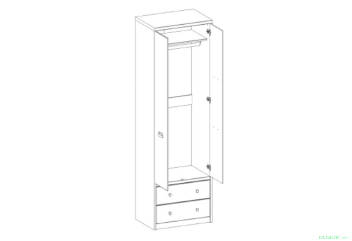 Obrázek 2 - Skříň dvoudveřová se 2 zásuvkami Diesel 85x210x59,3 cm Madura / Wellington