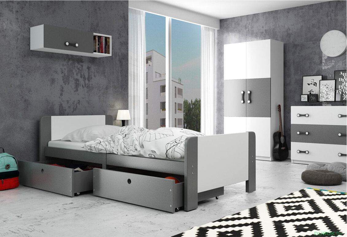 Obrázek 2 - Postel Arek grafit + zásuvka 80x200 cm s roštem, matrací