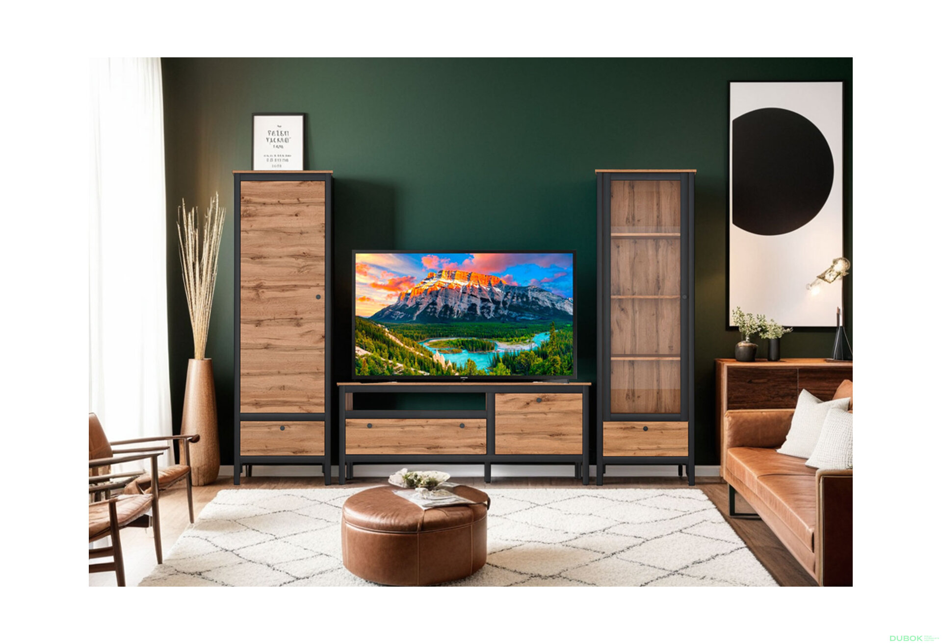 Obrázek 1 - Obývací sestava 2.7 m dub wotan / černý Loft
