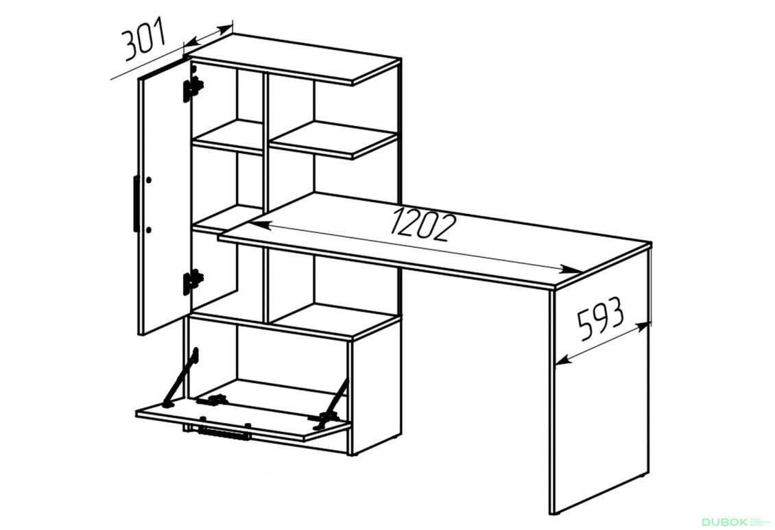 Obrázek 3 - Počítačový stůl Standard, antracit / dub artisan, levá montáž