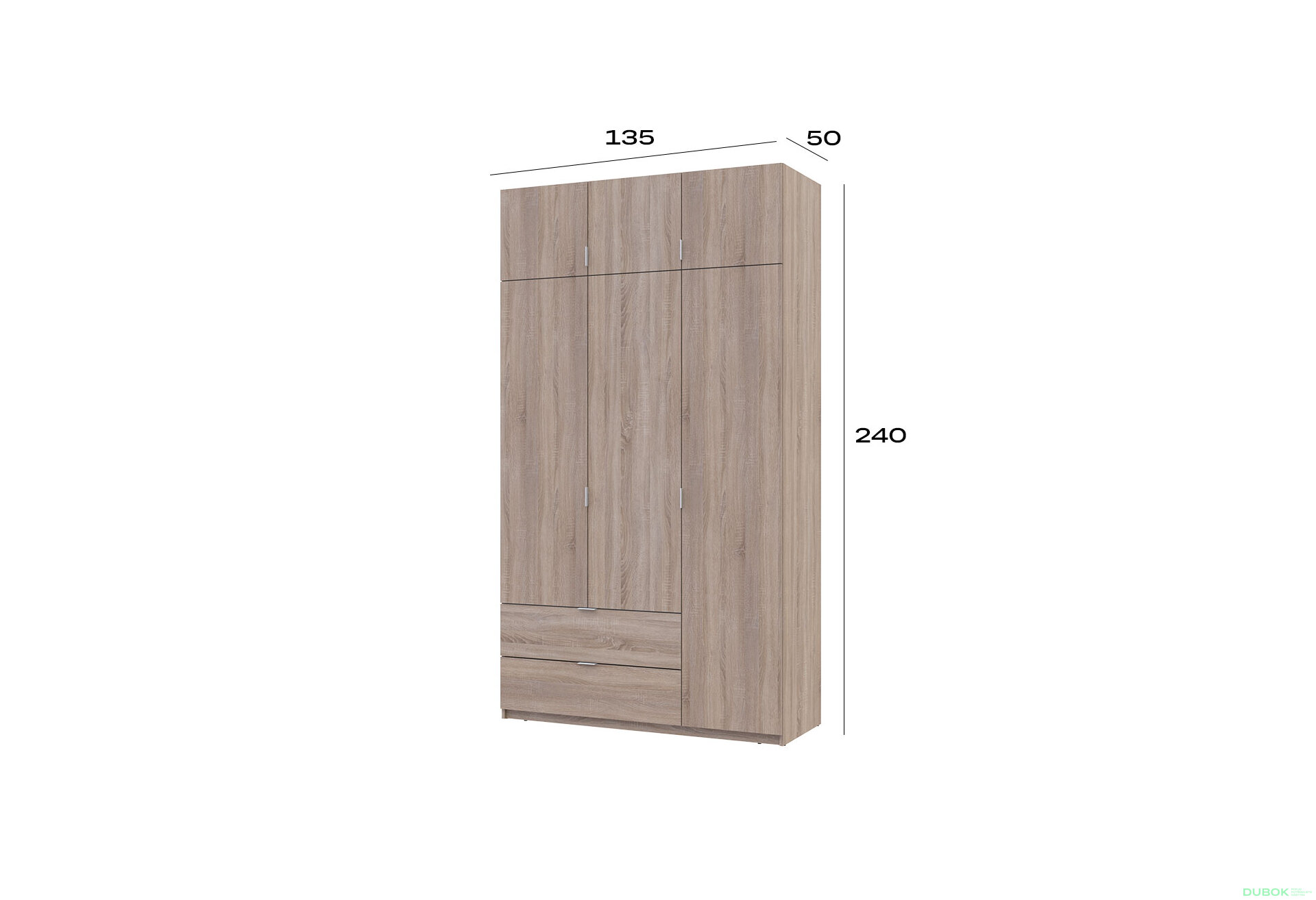 Obrázek 8 - Skříň čtyřdveřová Lukas 135 cm dub sonoma