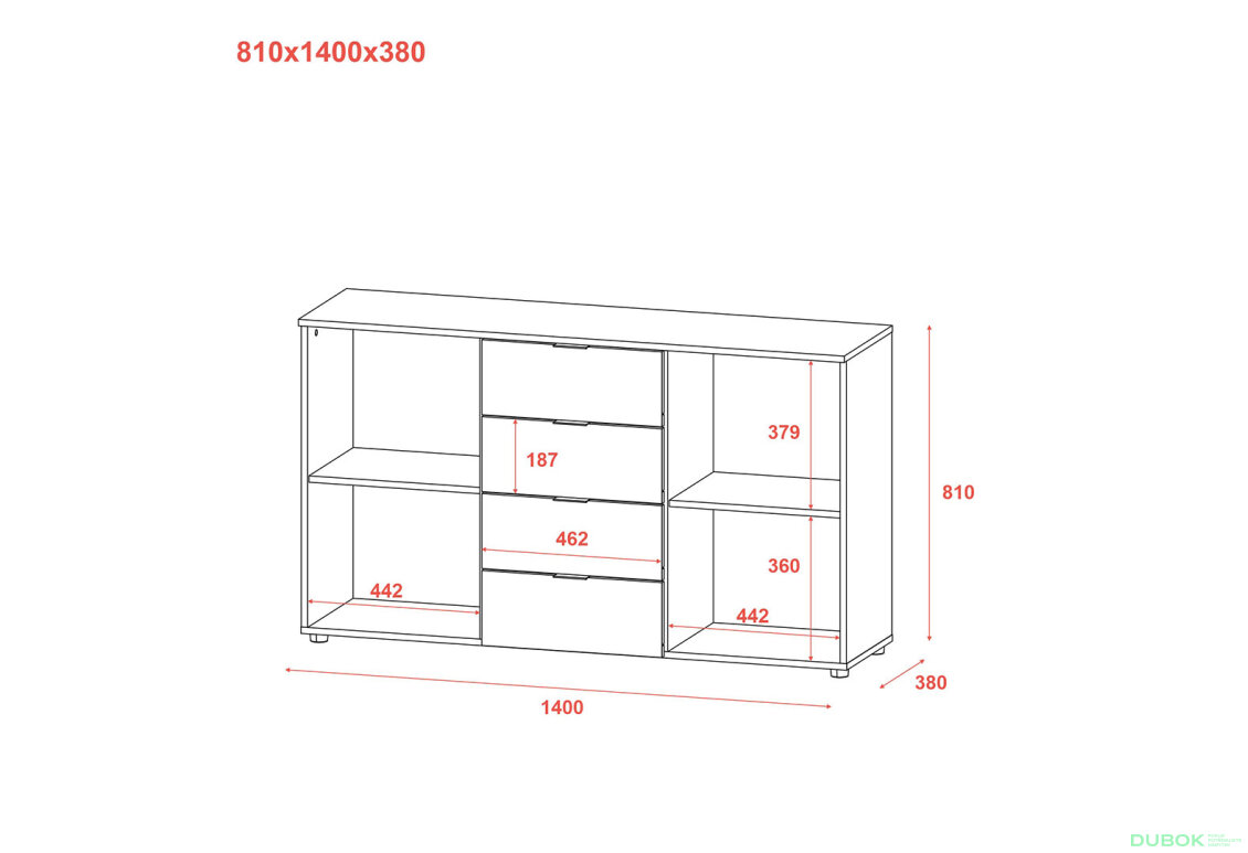 Obrázek 9 - Komoda s dvířky a 4 zásuvkami Ron 5 140 cm kašmír