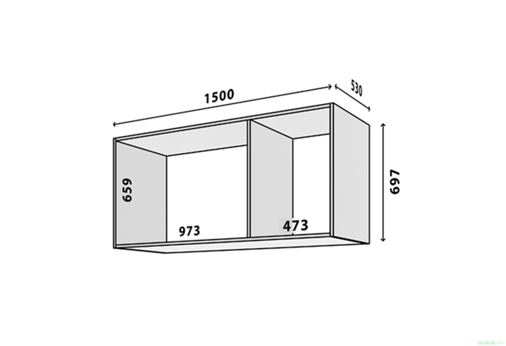 Obrázek 2 - Modul № 32 A-1500x697 DTD 18 mm bílý