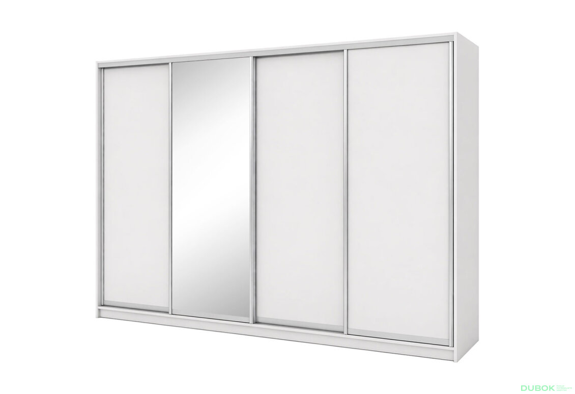 Skříň s posuvnými dveřmi 3000x2200x600 3LTD 1 zrcadlo nymphaea alba, profil stříbrný