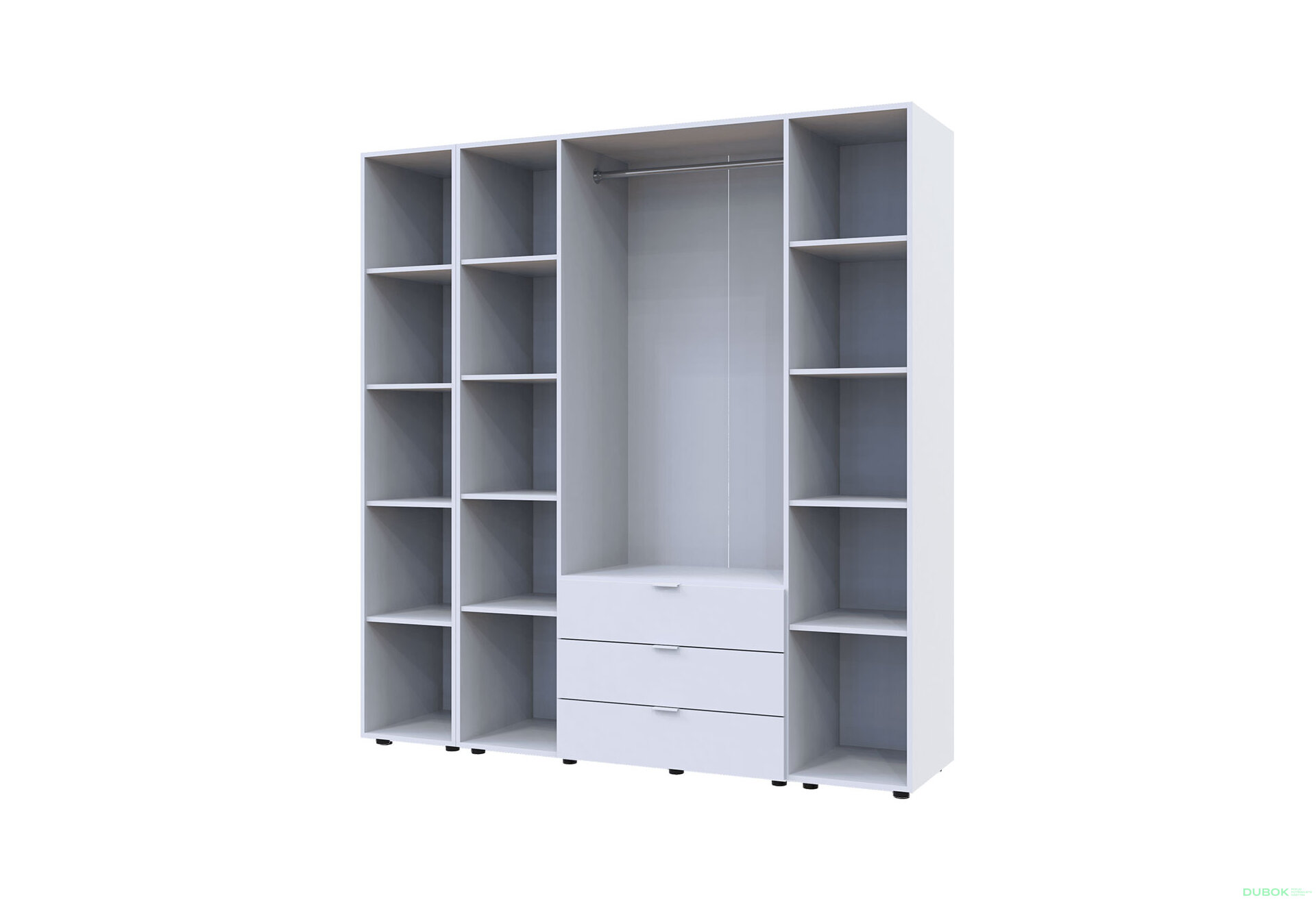 Obrázek 3 - Skříň čtyřdveřová s regálem Gelar 193.2 cm Bílá